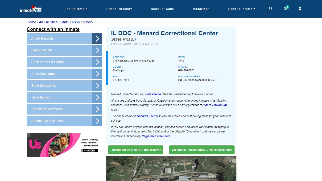 IL DOC - Menard Correctional Center & Inmate Search - Menard, IL